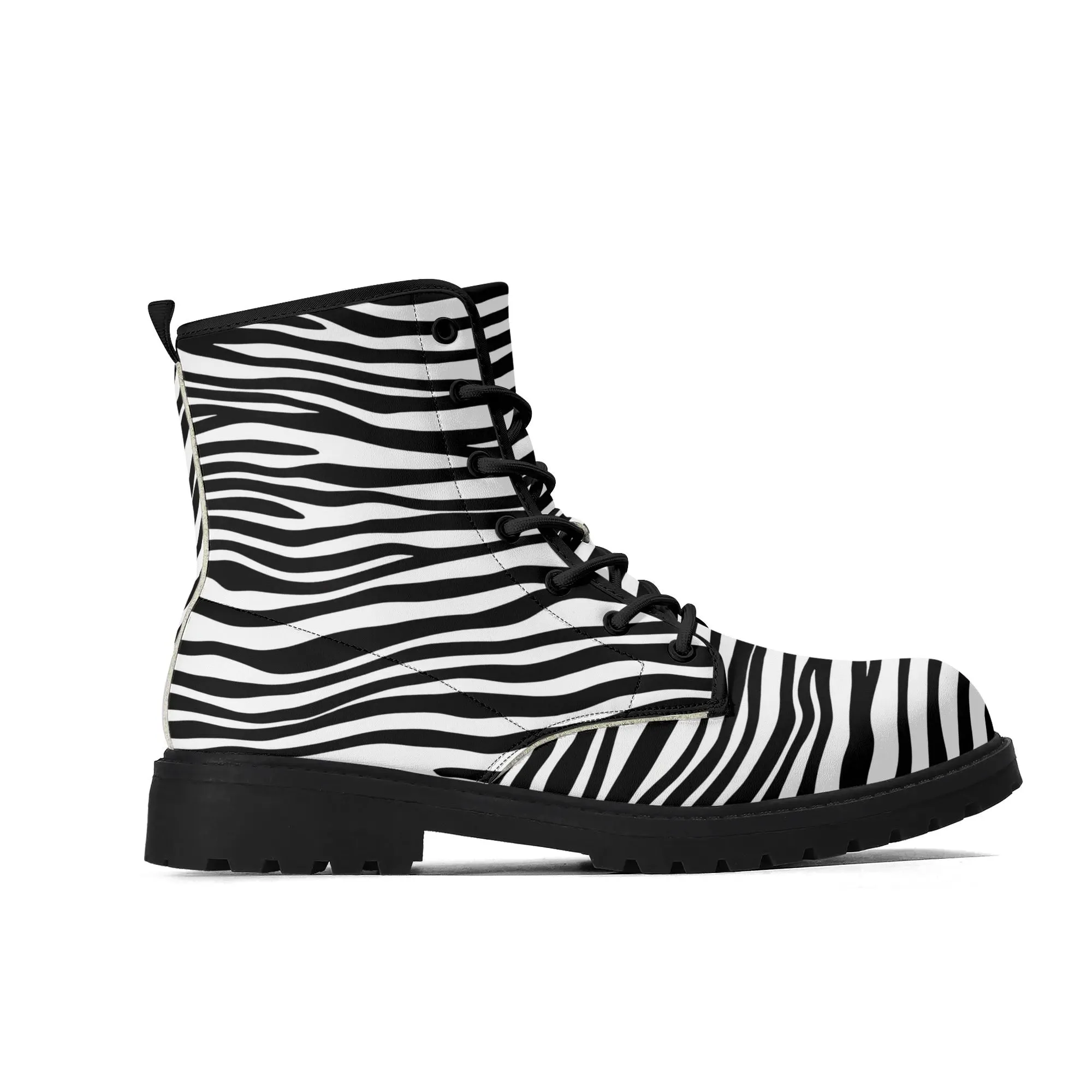 Zebra Print #6 Womens Vegan Combat Boots
