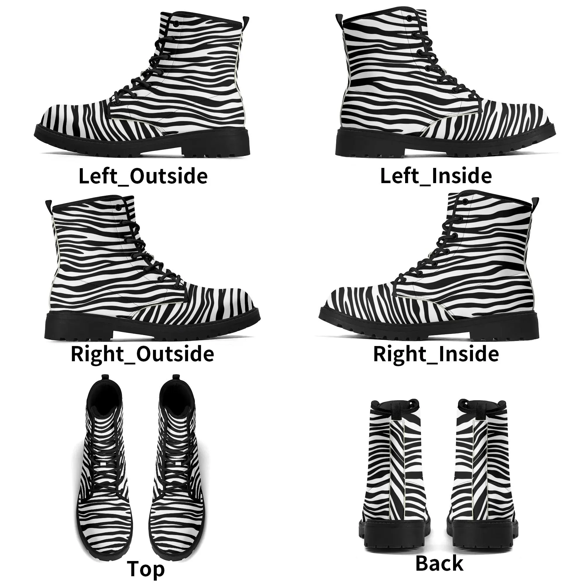 Zebra Print #6 Womens Vegan Combat Boots