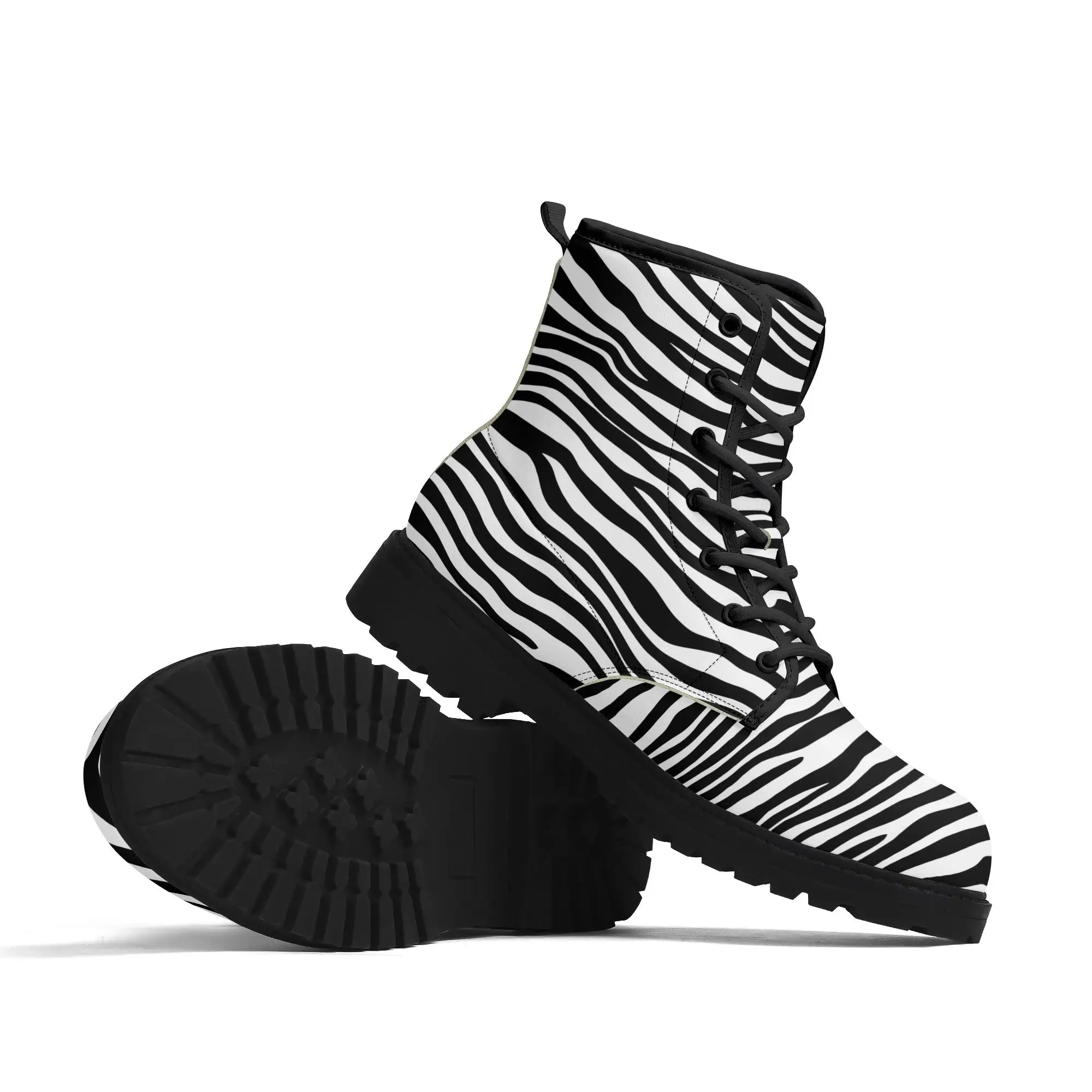 Zebra Print #6 Womens Vegan Combat Boots