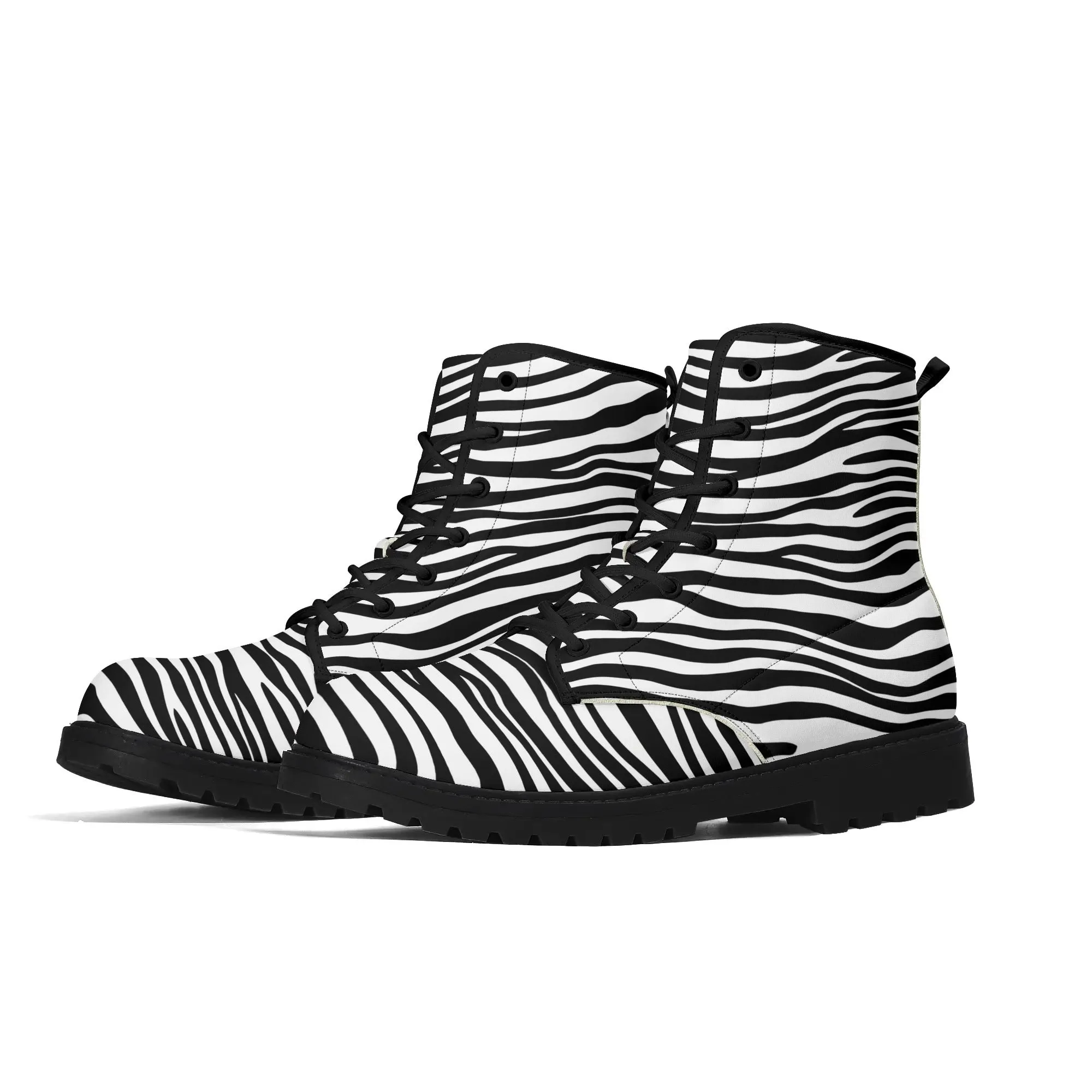 Zebra Print #6 Womens Vegan Combat Boots
